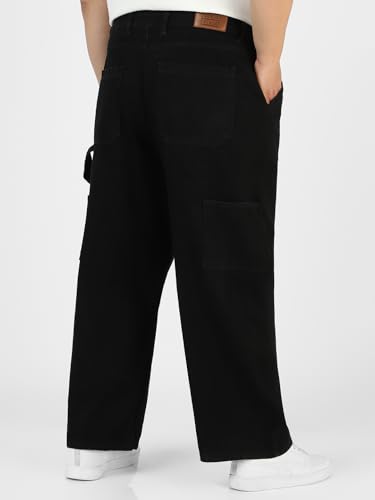 Image of Urbano Plus Men's Loose Mid Rise Baggy Fit Cargo Carpenter Jeans with 6 Pockets Non-Stretchable
