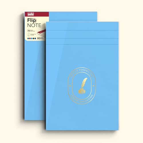 Image of SOLO Flip Note A5 Notepad - Velvet Finish Cover, 80 Sheets Premium Smooth Paper, Soft Touch Journal, Elegant Colors, Ideal for Work, Study & Creative Use | Pack of 2 (Pastel Blue)