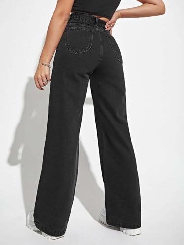 Image of KOTTY Women's High Waist Straight Fit Denim Jeans | Stretchable| Wide Leg & Regular Fit Stylish Wear