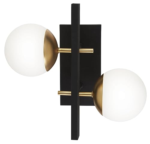 Image of GEORGE KOVACS P1351-618 Alluria Wall Sconce, 2-Light, 150 Total Watts, 15.25-in H x 16-in W, Weathered Black with Autumn Gold