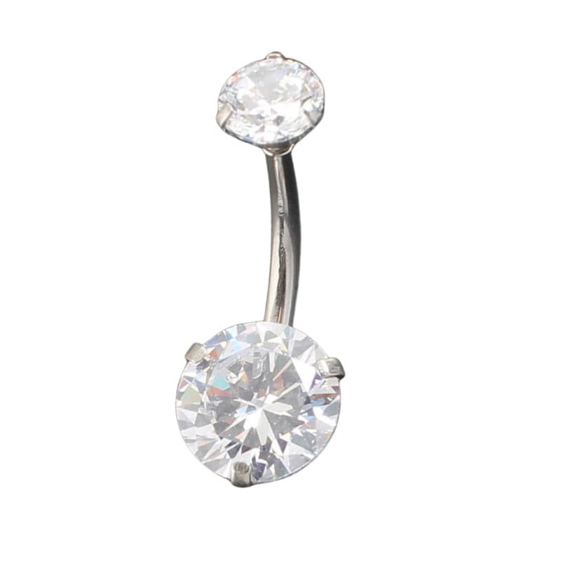 carl vinson Non-Allergic Stainless Steel Belly Button Ring | Thick Rod with Round Double Zircon, Non-Fading Clip-picture-45