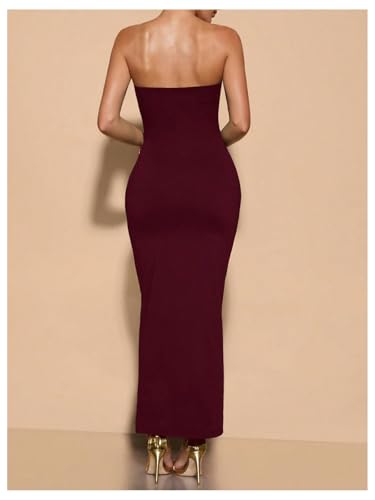 Image of Milumia Women's Metal Cut Out Strapless Tube Top Dress Bodycon Maxi Dresses Party Cocktail