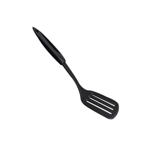 CONGARTENO Non Stick Plastic Slotted Turner with Ergonomic Handle Heat Resistant Kitchen Utensil for Cooking for Home and Restaurant Use Black