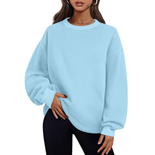 Womens Cozy Oversized Sweatshirts Crewneck Long Sleeve Tops Fleece Pullover 2025 Spring Fashion Clothes with Pocket2