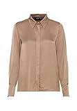 Hemdbluse HALLHUBER Hemdbluse aus Satin gerade geschnitten Camel, 44