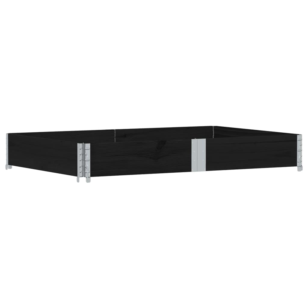 Rama na palety, czarna, z litego drewna sosnowego, 150 x 100 cm, ze składanymi metalowymi narożnikami, można układać w stos, do magazynu, transportu, logistyki i przeładunku towarów w