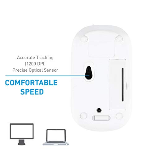 Macally 2.4G Usb Wireless Mouse For Laptop And Desktop Computer, Comfortable And Long Range Computer Mouse - Cordless Mouse For Mac, Apple Macbook Pro/Air, Chromebook, Or Windows Pc - White #TOP3