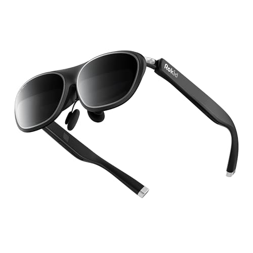 Rokid Max 2 AR Glasses Black, 215" Micro-OLED Display, 50° FOV, 600 Nits Brightness, Compatible with iphone 15&Android, Steam Deck, ROG, Ipad, Mac Im