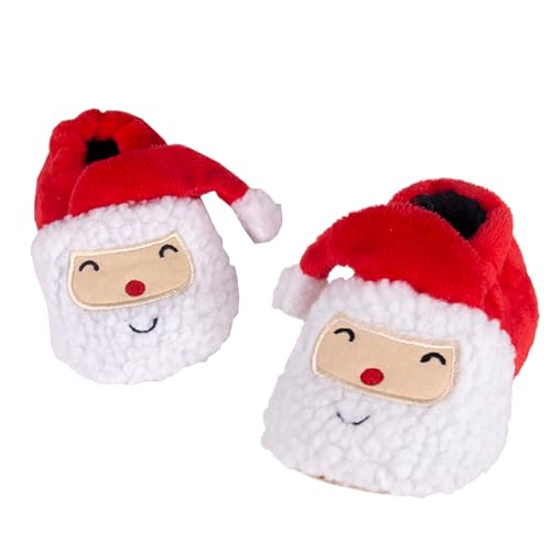 Newborn Soft Sole Slippers Baby Boy Must Haves Shoes Infant Christmas House Furry Fleece Booties First Walking Shoes for Girl (6-12 months)