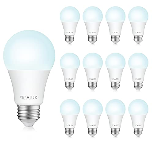 Sigalux Led Light Bulbs 100 Watt Equivalent Standard Light Bulbs, A19 Warm Light Bulbs 2700K Soft White,Non-Dimmable 13W Energy Efficient E26 Medium Base,1500Lm,Ul Listed,12 Packs #TOP9