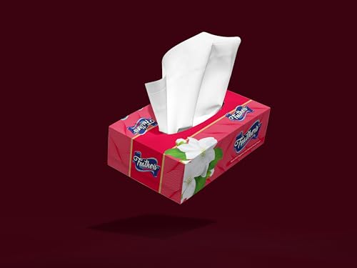 Image of Feather's Facial Dry Tissue Super Soft & Super Absorbent Paper 2 Ply Pure Tree Pulp Made of Virgin Paper Biodegradable Face Tissue Wipes with 100 Pulls (Pack of 1, Random Color Box)