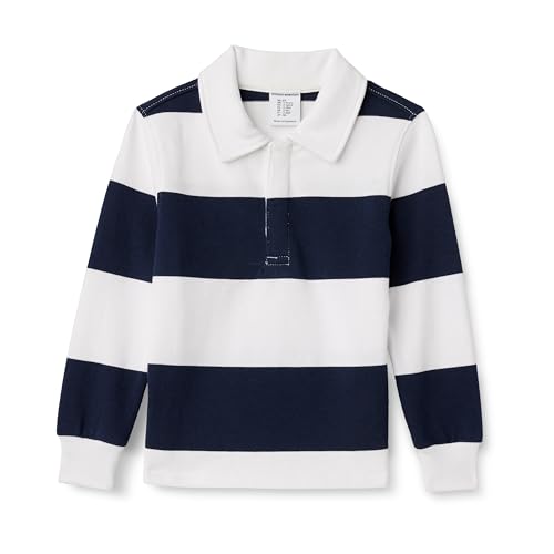 Amazon Essentials Boys Rugby Polo Shirt Navy White Rugby Stripe Large
