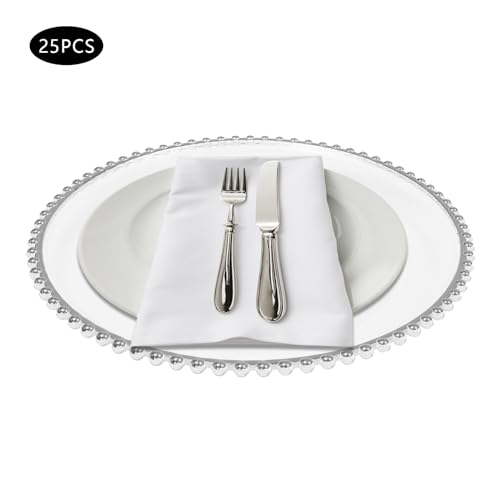 Set 25 platos cargadores transparentes y plateados 13 pulg miniatura 6