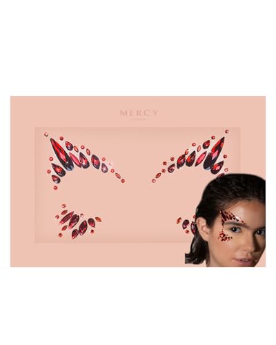 MERCY LONDON Devil Face Jewel All In One Face Jewels Costume Accessories Halloween Demon