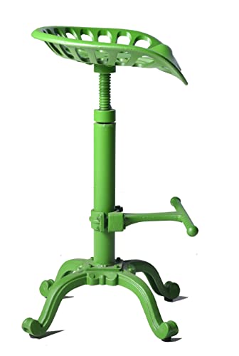 Topower Industrial Bar Rustic Stool Design Metal Adjustable Height Saddle Tractor Bar Stool Green #TOP3