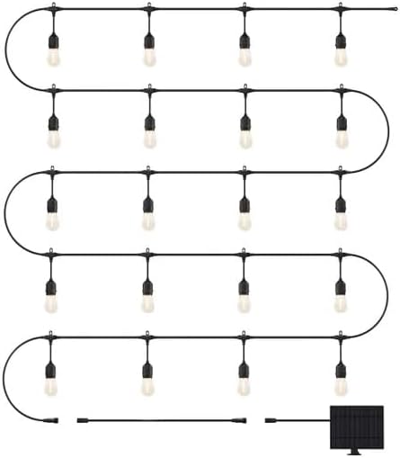 Diagram showing the full layout of the artika Eclipse Solar string light with 20 bulbs and solar panel.