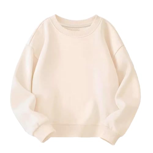 Kids Boys Girls Cotton Sweatshirts Unisex Toddler Solid Thickened Round Neck Long Sleeve Loose Pullover Tees Clothes