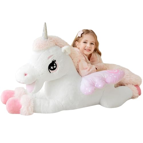 IKASA Giant Unicorn Stuffed Animal Plush Toy,Big Large Jumbo Soft Toys,43' Cute Huge Size Fluffy Plushy Fat Plushie,Gifts for Kids