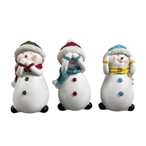 GUASDIE 3 Figuras de muñeco de Nieve de Resina para Navidad ​Lindo muñeco de Nieve Decorativo para el hogar, Regalos de Buenos Deseos, decoración de Año Nuevo, Altura 5.5 Pulgadas