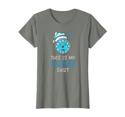 This is My Pajama Shirt Funny Bedtime Clock Slumber Party T-Shirt, Women, Olive Heather, X-Large