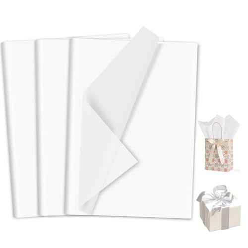 Luxoraiova 100 Blatt Seidenpapier Bunt 50x70 cm Tissue Paper Verpackungsmaterial Geschenkpapier für Ostern Deko Geburtstag Hochzeit DIY Basteln & Verpacken (Weiß)