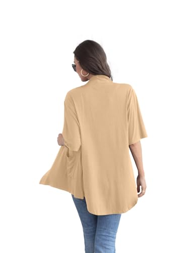 Image of ADANIKI Women 2026 Summer Lightweight Cardigan, Short Sleeve Open Front Casual Trendy Womens Kimono Cover Up with Pocket