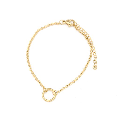 Preisvergleich Produktbild Musthaves Armband mit Ring - Edelstahl - Länge Einstellbar 18-23cm - Gold