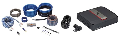 Audiosavings Bundle: Kicker 51LX8501 850W Mono Class-D Car Amplifier with Smart Bass Bundle with Rockville RWK4CU 4 AWG Gauge 100% Copper Complete Amplifier Installation Wire Kit (2 Items)