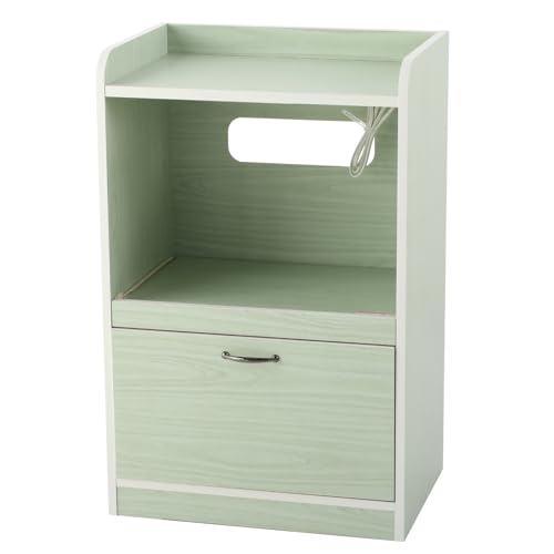 [3色から選べる][完成品] キッチン収納 ミニ レンジ台 ロータイプ コンセント付 (グリーン)