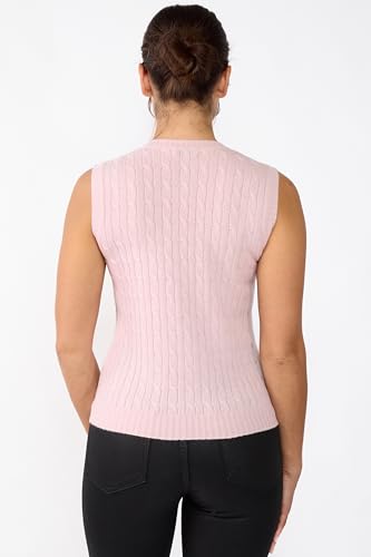 JENNIE LIU Womens 100% Cashmere V Neck Cable-Knit Sweater Vest3