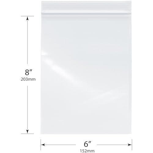 Plymor 6\" x 8\" (Pack of 100), 2 Mil Zipper Reclosable Plastic Bags