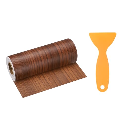 Image of HARFINGTON Wood Grain Repair Tape 6 Inch x 33ft Self Adhesive Repair Patch Tape Simulated Wooden Floor Tapes with Plastic Scraper for Tables Doors Windows Furniture, Teak