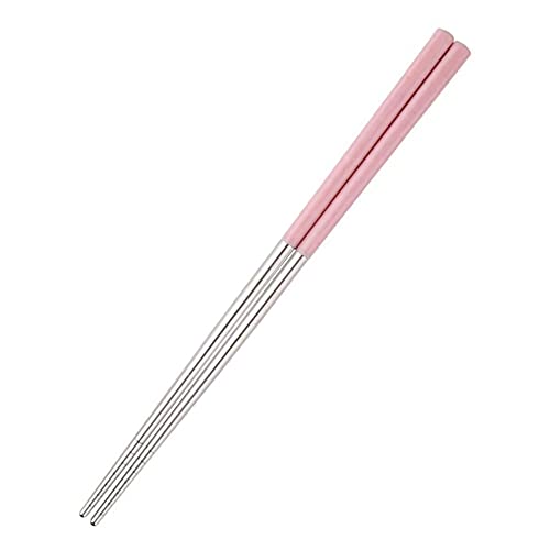 AIMERS Stainless Steel Reusable Multicolor Lightweight 304 Metal Chopsticks Gift Set 1 Pair (Pink)