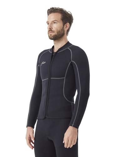 Hevto Men Wetsuits Tops 2mm Neoprene Jacket with Pocket Long Sleeve Surfing Kayak SUP Jet Ski Wet Suit for Water Sports (Tops Long M)