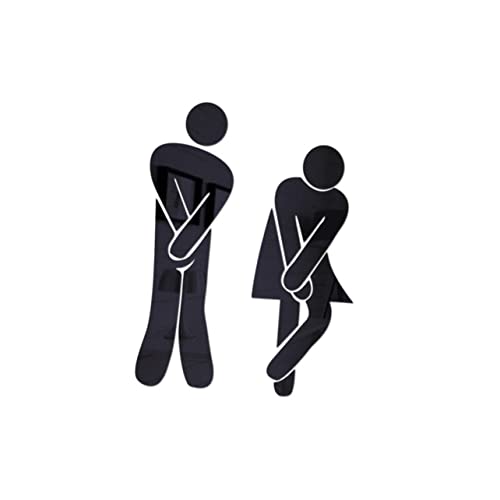 Toyvian 2pièces Stickers Muraux Miroir Wc Homme Femme Autocollants Décoratifs Toilettes Étanches Pour Salle De Bain Noir