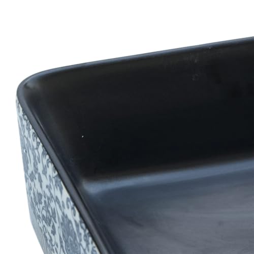 Lavabo de encimera rectangular negro azul: cerámica antimanchas de fácil limpieza 8
