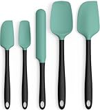 Coukre Silicone Spatula Set of 5,High Temperature Resistant, Food Grade Silicone, Dishwasher Safe, for Baking, Cooking (Aqua Green)