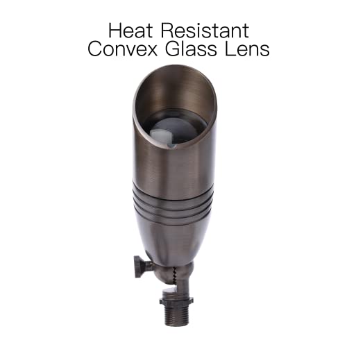 Saga Solid Brass Low Voltage Landscape Spotlight Directional Spot Up Light In Antique Brass Finish With Ground Spike And Waterproof Grease Cap Wire Connectors (2 Set) #TOP2