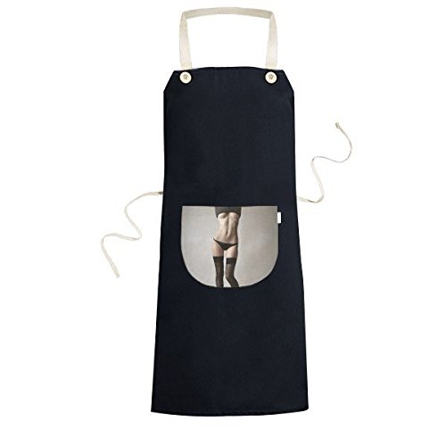 Tablier de cuisine photo femme sexy noir avec poche bavette réglable DIYthinker pour chef