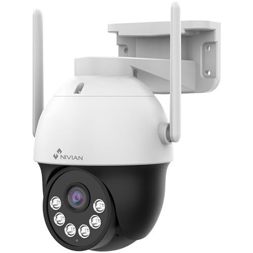 NIVIAN Caméra de Sécurité WiFi-6 2K Super HD pour Extérieur – Vision Nocturne Double, Détection Intelligente avec IA, Audio Bidirectionnel et...