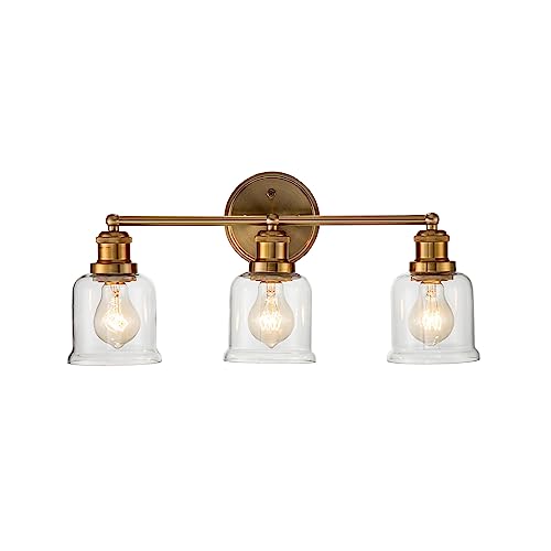 Warm Brass Three-Light Bathroom Vanity Wall Light - for Homeowners