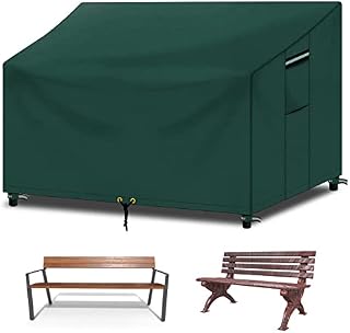 RICHIE Bench Covers Waterproof 2 Seater with Air vent, Windproof Anti-UV Tear-proof Heavy-duty 600D Oxford Fabric and PVC Lining, 2 seater Outdoor Bench Cover Sofa Cover (134x66x63/89cm) - Grey