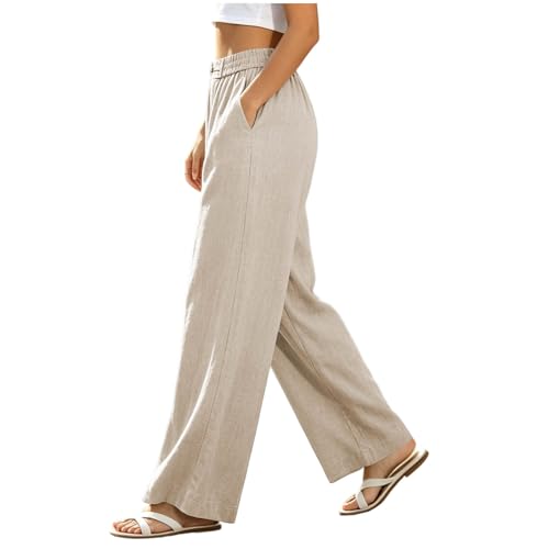 Pantalon lin et coton respirant à taille haute pour morphologie variée