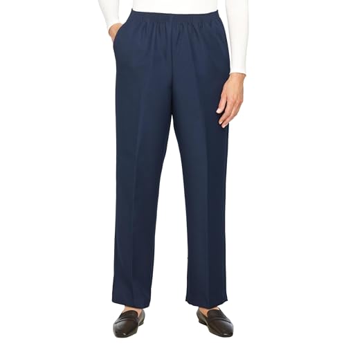 Alfred Dunner Womens Poly Proportioned Short Pant Navy 6 Petite