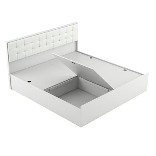 Image of Alvin King Size Box Bed | Engineered Wood | Frosty White Finish | Elegant & Strong | Knock-Down Delivery | 3 Years Warranty