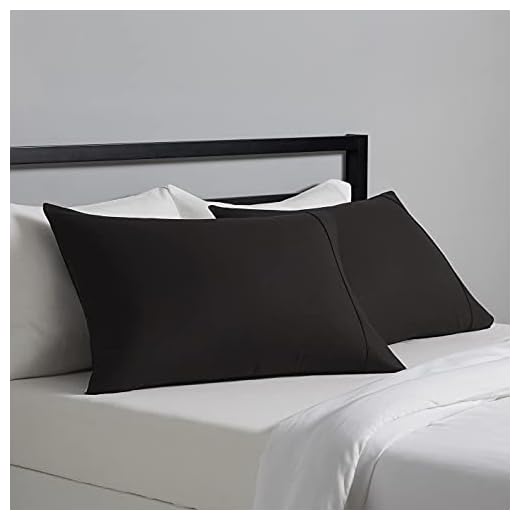 Amazon Basics Lightweight Super Soft Easy Care Microfiber Pillowcase, Standard, Black 2 Count