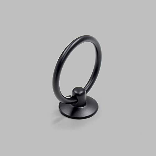 Bonsicoky 12Pcs Round Ring Drawer Pulls Matte Black Ring Handle Knobs for Cabinet Drawer Dresser Cupboard Wardrobe, Single Hole