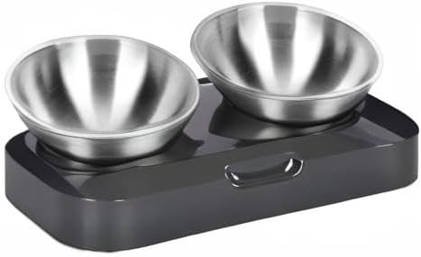 9. Bild von PewinGo Katzennapf-15°Kipphals-Schutzschale Edelstahl Lebensmittelqualität, Maschinenwaschbar,rutschfeste Silikonbasis,für Haustiere Katzen und Welpen 1 Stück (1er Pack)