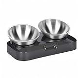 PewinGo Katzennapf-15°Kipphals-Schutzschale Edelstahl Lebensmittelqualität, Maschinenwaschbar,rutschfeste Silikonbasis,für Haustiere Katzen und Welpen