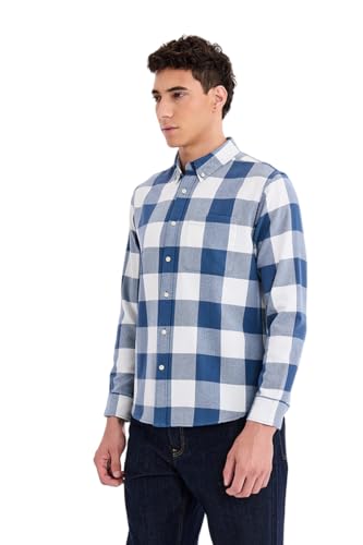 Image of SNITCH Men Casual Shirt | Regular Fit Full Sleeve Button-Down Collar Buffalo Check Pattern | Premium Cotton Blend & Breathable Fabric Outings